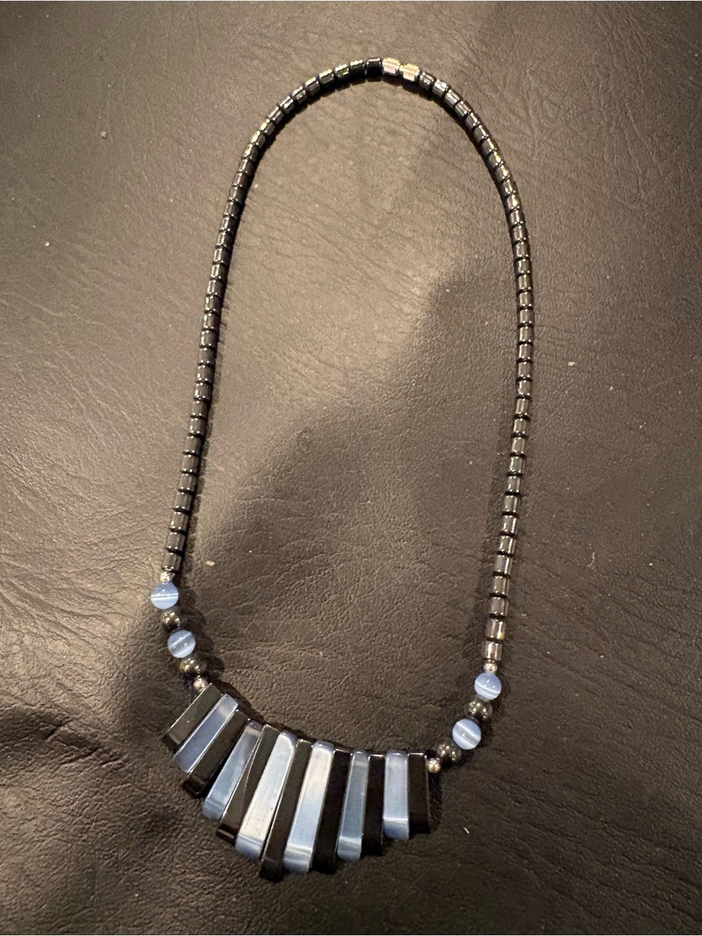 Black and Blue Beaded Statement Necklace - Women Jewelry